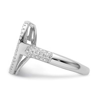 Sterling Silver Pink & Clear CZ Brilliant Embers Heart Ring view 3