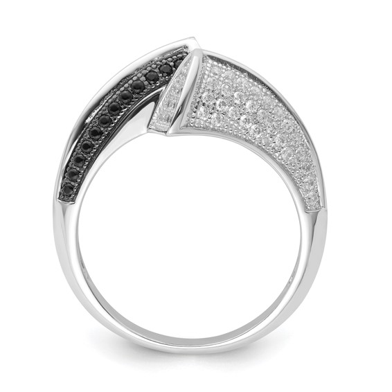 True Fire Sterling Silver Black & White CZ Ring