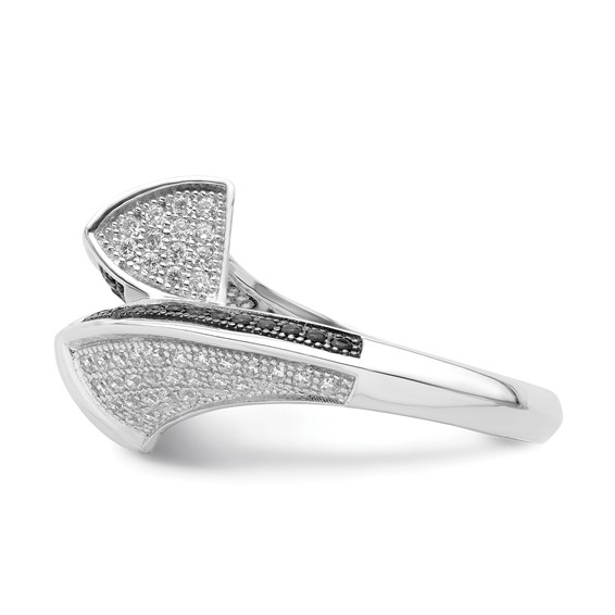 True Fire Sterling Silver Black & White CZ Ring