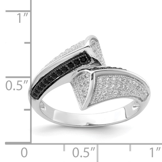 True Fire Sterling Silver Black & White CZ Ring