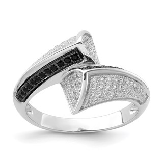 True Fire Sterling Silver Black & White CZ Ring