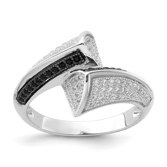 True Fire Sterling Silver Black & White CZ Ring