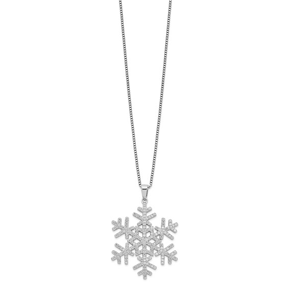 Brilliant Embers Sterling Silver Rhodium-plated 205 Stone 18 inch Micro Pavé CZ Snowflake Necklace with 2 Inch Extender