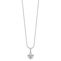 Brilliant Embers Sterling Silver Rhodium-plated 45 Stone Micro Pavé CZ Fleur De Lis Necklace with 2 Inch Extender, 18" view 2