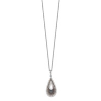 Brilliant Embers Sterling Silver Rhodium-plated 154 Stone Micro Pavé Black and White CZ Teardrop Necklace with 2 Inch Extender, 18" view 2