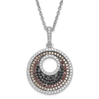 True Fire Sterling Silver & Multicolor CZ Circle W 2in Ext Necklace view 1