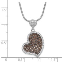 True Fire Sterling Silver Brown & White CZ Heart Necklace with Ext - 2in view 2
