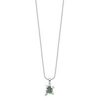 Brilliant Embers Sterling Silver Rhodium-plated 34 Stone Micro Pavé Green CZ Frog Necklace with 2 Inch Extender, 18" view 2