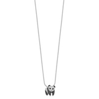 Brilliant Embers Sterling Silver Rhodium-plated 84 Stone Micro Pavé Black and White CZ Panda Necklace with 2 Inch Extender, 18" view 2