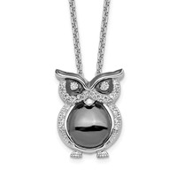 Brilliant Embers Sterling Silver Rhodium-plated 22 Stone Micro Pavé CZ Owl Necklace with 2 Inch Extender, 18" view 1