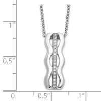 Brilliant Embers Sterling Silver Rhodium-plated 17 Stone Micro Pavé CZ Necklace with 2 Inch Extender, 18" view 3
