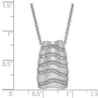 Sterling Silver & CZ Brushed Brilliant Embers Necklace with Ext, 2" view 2
