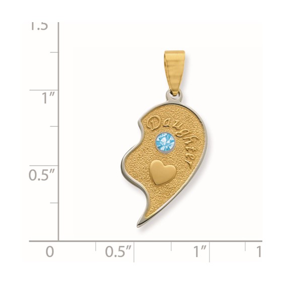 Stainless Steel Yellow IP-Plated w/ Crystal Daughter Pendant