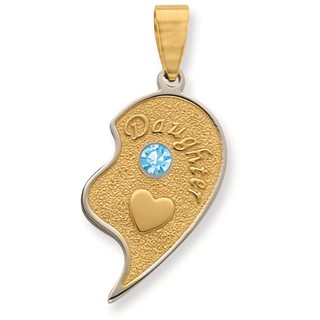 Stainless Steel Yellow IP-Plated w/ Crystal Daughter Pendant