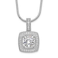 Brilliant Embers Sterling Silver Rhodium-plated 35 Stone Micro Pavé CZ Necklace with 2 Inch Extender, 18" view 1
