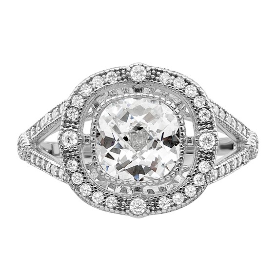 Brilliant Embers Sterling Silver Rhodium-plated 51 Stone Fancy Micro Pavé CZ Ring
