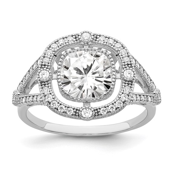 Brilliant Embers Sterling Silver Rhodium-plated 51 Stone Fancy Micro Pavé CZ Ring