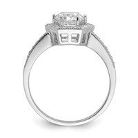 Brilliant Embers Sterling Silver Rhodium-plated 39 Stone Hexagon Halo Micro Pavé CZ Ring view 2