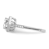 Brilliant Embers Sterling Silver Rhodium-plated 39 Stone Hexagon Halo Micro Pavé CZ Ring view 3