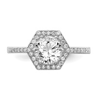 Brilliant Embers Sterling Silver Rhodium-plated 39 Stone Hexagon Halo Micro Pavé CZ Ring view 5