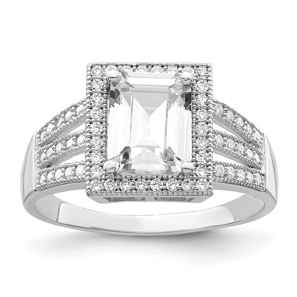 Brilliant Embers Sterling Silver Rhodium-plated 61 Stone Micro Pavé CZ Ring
