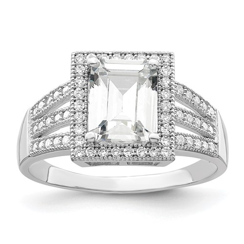 Brilliant Embers Sterling Silver Rhodium-plated 61 Stone Micro Pavé CZ Ring