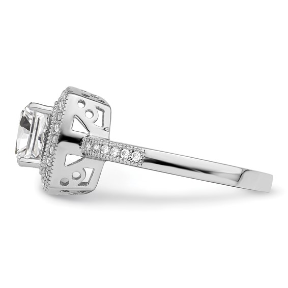 Brilliant Embers Sterling Silver Rhodium-plated 41 Stone Halo Micro Pavé CZ Ring