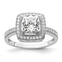 Brilliant Embers Sterling Silver Rhodium-plated 41 Stone Halo Micro Pavé CZ Ring view 1
