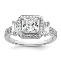 Brilliant Embers Sterling Silver Rhodium-plated 51 Stone Micro Pavé CZ Ring view 1