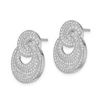 Brilliant Embers Sterling Silver Rhodium-plated 208 Stone Micro Pavé CZ Polished Circles Post Earrings view 2