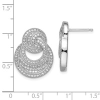 Brilliant Embers Sterling Silver Rhodium-plated 208 Stone Micro Pavé CZ Polished Circles Post Earrings view 4