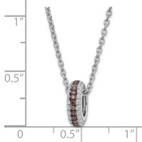 True Fire Sterling Silver Brown & Clear CZ Necklace with Ext Circle, 2" view 2