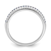 Brilliant Embers Sterling Silver Rhodium-plated 67 Stone Blue and White Micro Pavé CZ Polished Ring view 2