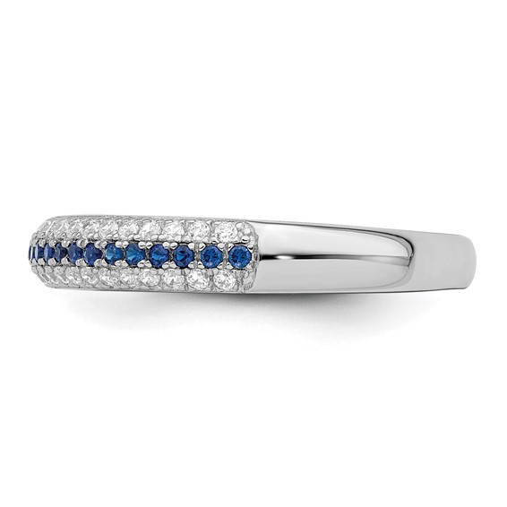 Brilliant Embers Sterling Silver Rhodium-plated 67 Stone Blue and White Micro Pavé CZ Polished Ring