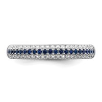 Brilliant Embers Sterling Silver Rhodium-plated 67 Stone Blue and White Micro Pavé CZ Polished Ring view 5