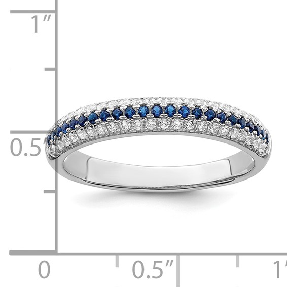 Brilliant Embers Sterling Silver Rhodium-plated 67 Stone Blue and White Micro Pavé CZ Polished Ring