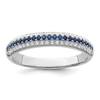 Brilliant Embers Sterling Silver Rhodium-plated 67 Stone Blue and White Micro Pavé CZ Polished Ring view 1
