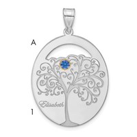SSilver Rhod-plated 1 Birthstone Pendant with 14K Bezel Family view 1
