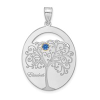 SSilver Rhod-plated 1 Birthstone Pendant with 14K Bezel Family view 2