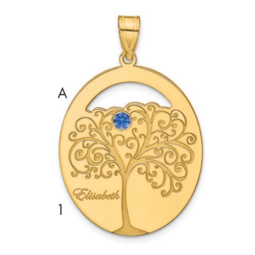 SSilver Gold-plated 1 Birthstone Pendant with SSilver Bezel Family