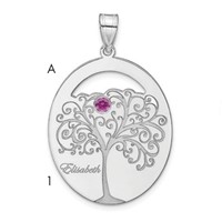 SSilver Rhod-plated 1 Birthstone Pendant with SSilver Bezel Family view 1