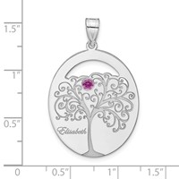SSilver Rhod-plated 1 Birthstone Pendant with SSilver Bezel Family view 3