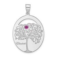 SSilver Rhod-plated 1 Birthstone Pendant with SSilver Bezel Family view 2