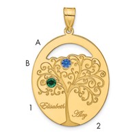SSilver Gold-plated 2 Birthstone Pendant with SSilver Bezel Family view 1
