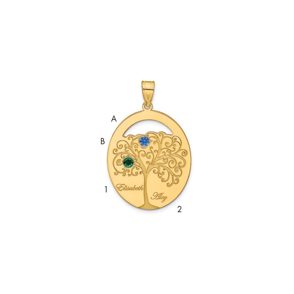 Sterling Silver/Gold-plated 2 Birthstone with SS Bezel Family Pendant