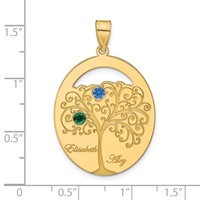 SSilver Gold-plated 2 Birthstone Pendant with SSilver Bezel Family view 3