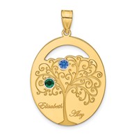 SSilver Gold-plated 2 Birthstone Pendant with SSilver Bezel Family view 2