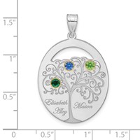 Sterling Silver Rhod-plated 3 Birthstone Pendant with 14K Bezel Family view 3