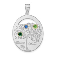 Sterling Silver Rhod-plated 3 Birthstone Pendant with 14K Bezel Family view 2