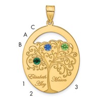 SSilver Gold-plated 3 Birthstone Pendant with SSilver Bezel Family view 1
